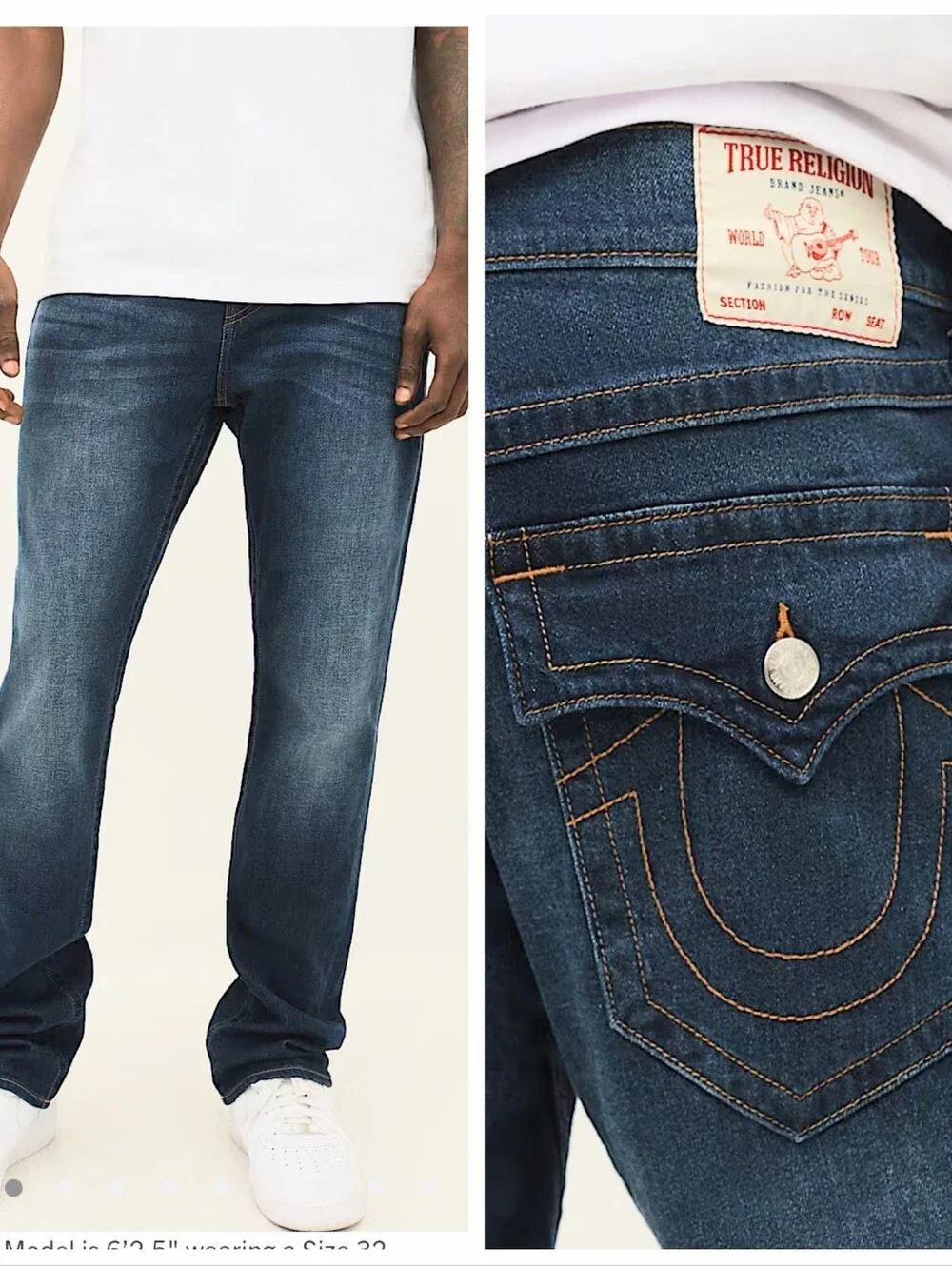True Religion The Ricky Flap Straight Jean Mens 34 (36